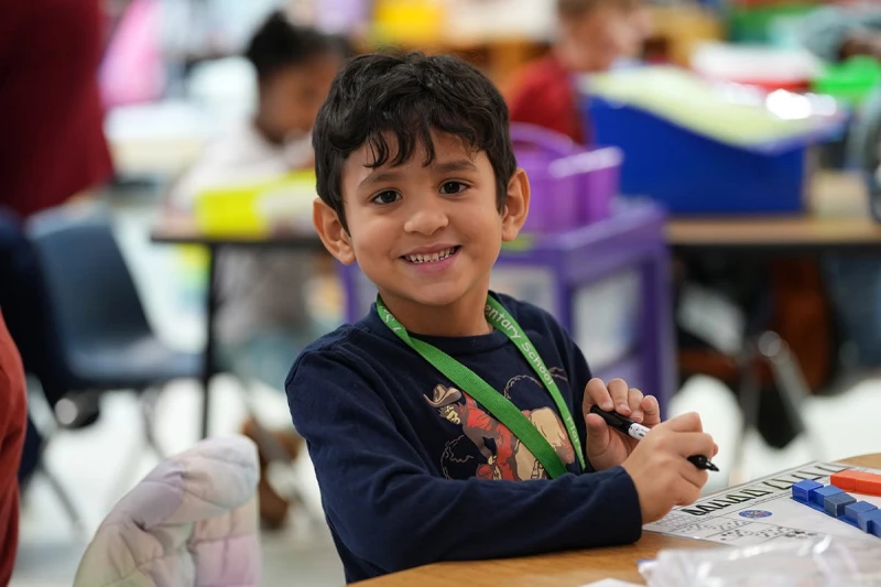 Smiling child in classroom