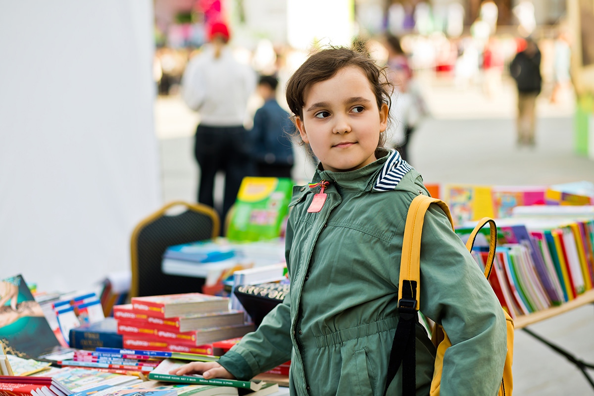 Child at a book fair