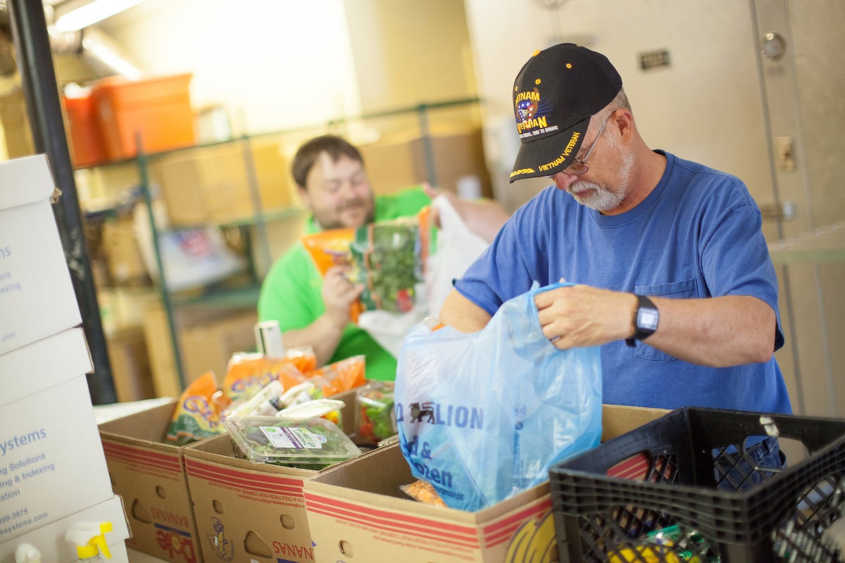 People at a food pantry